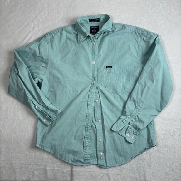 VTG Faconnable Long Sleeve Blue Button Aqua Button Up Shirt Women's M Stains - Picture 1 of 10